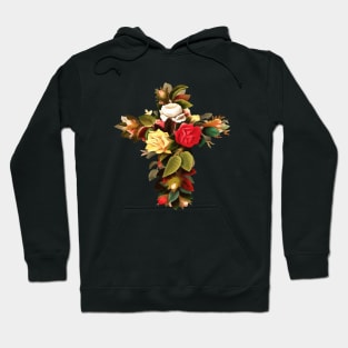 Easter Christian Cross Of Roses Cut Out Hoodie